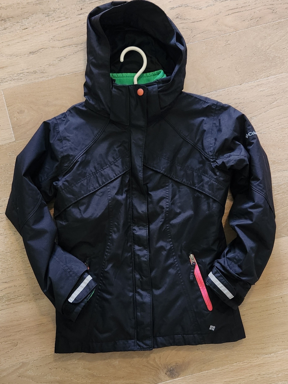 Columbia Bugaboo 3-in-1 Jacket Girls 10/12 Black Green Omni-Tech EUC